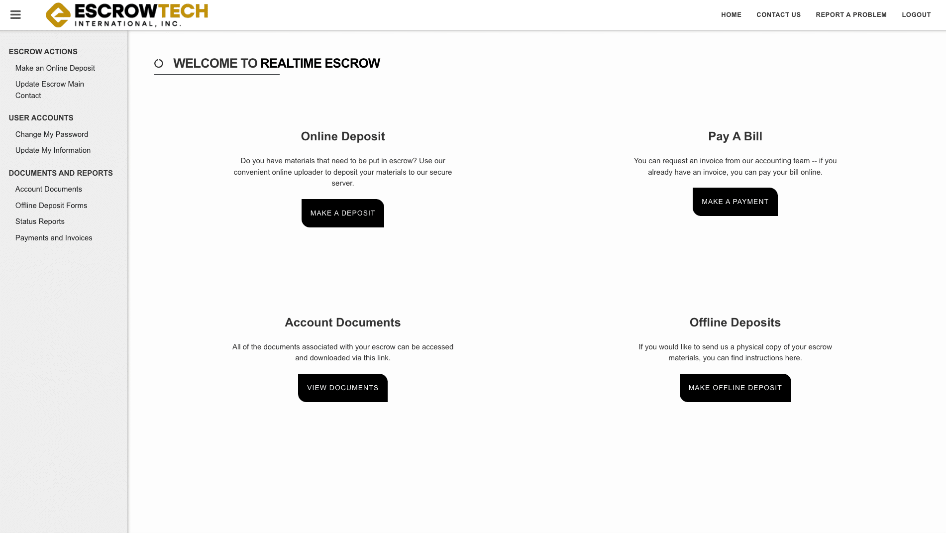 Screenshot of EscroTech RealTime Escrow dashboard. | EscrowTech